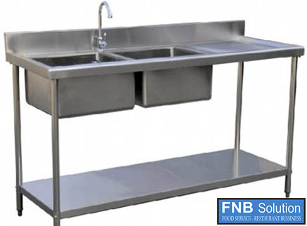 Bàn inox 2 chậu rửa