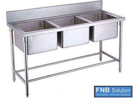 Bàn inox 3 chậu rửa